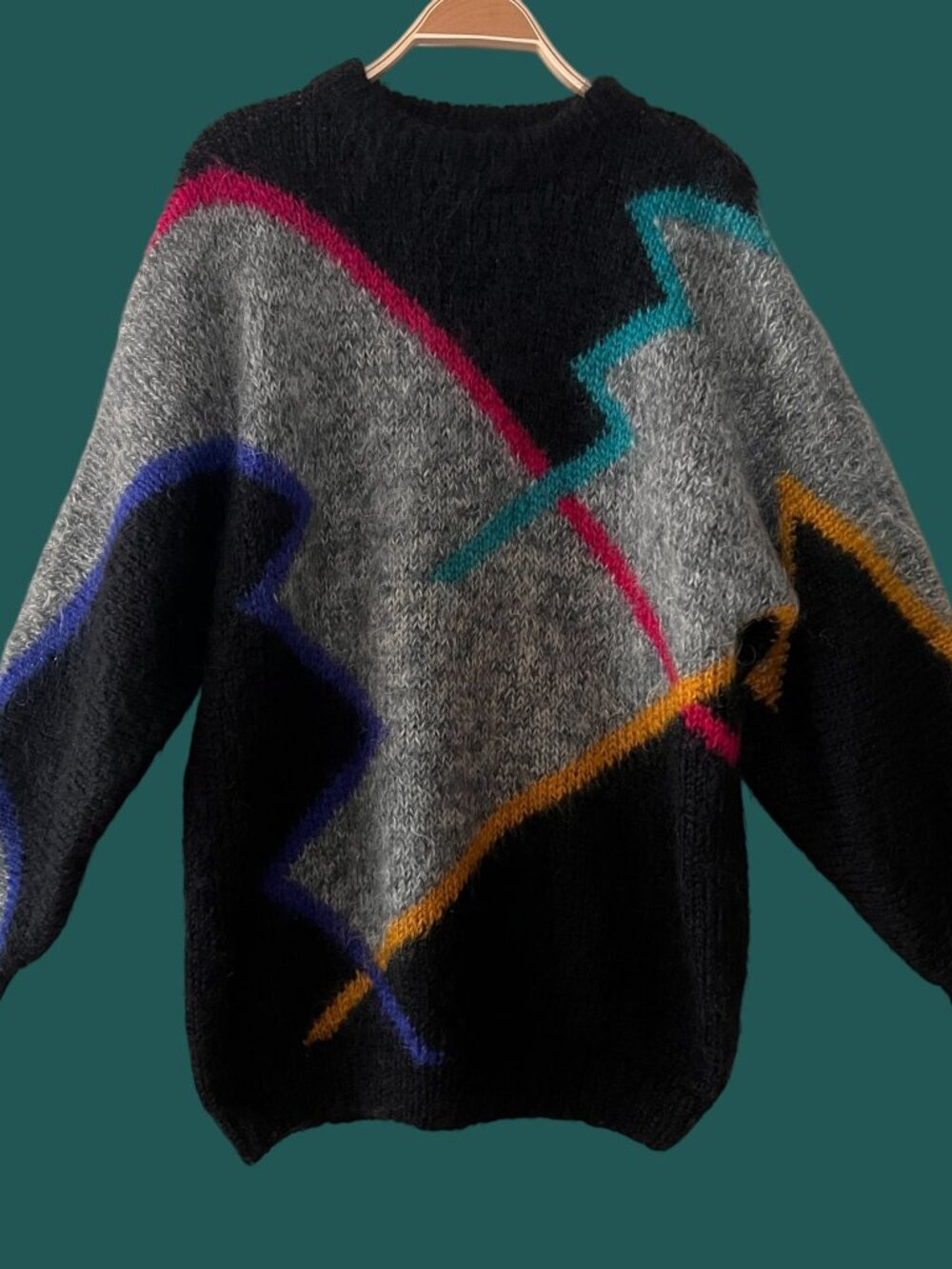 Vintage 80s Mohair Geometric Sweater Size Large